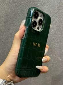 1件奢華仿鱷魚皮手機殼，可客製化姓名，手工秋季新品，返校季，學院風，聖誕驚喜禮物送給女兒/母親/家人/舞會/婚禮，聖誕襪填充禮物，創意極簡時尚手機殼，完美禮物，第一個聖誕禮物，教師節禮物，贈品，客製化禮物，客製化文字，個性化/客製化禮物，客製化意義聖誕禮物，個性化商店 - 綠色 - 查看 3