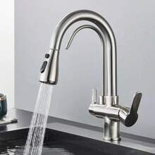 Pull-Out Kitchen Faucet, Brushed Kitchen Sink Faucet With Pure Water - Light Grey - View 3