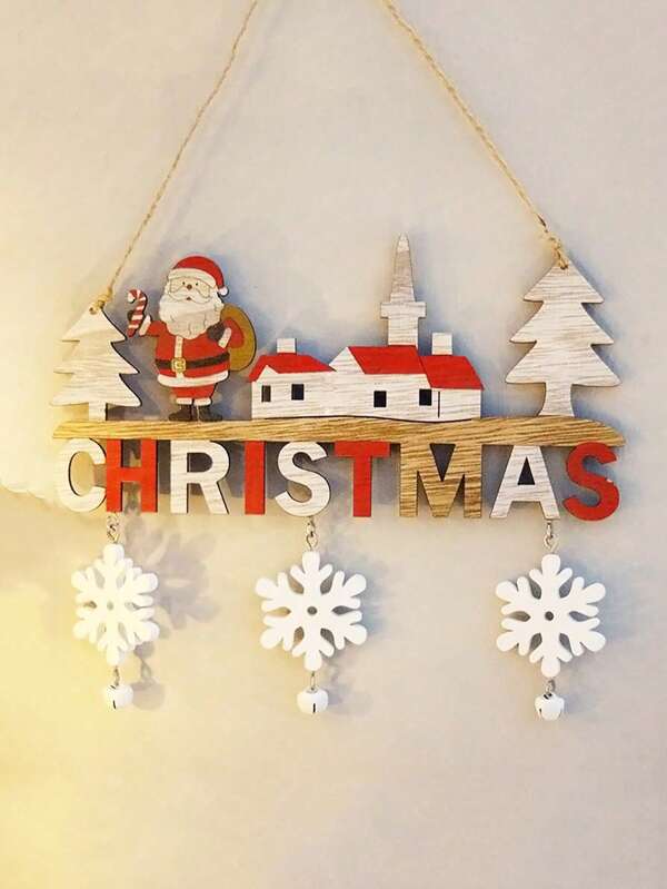 1 Stück Holzhandwerk, Weihnachtsmann Design, Weihnachtsdeko Hängedekoration, Weihnachtsparty Geschenk - Neue Holz Weihnachts Buchstaben Hängedekoration, verschiedene Stile Holz Weihnachtsdeko, Weihnachtsdeko Schneeflockenglocke zum Aufhängen, Holzhandwerk Weihnachtsgeschenk