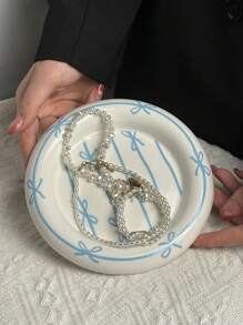 1 件北欧风格陶瓷蝴蝶结珠宝托盘，高端家居装饰饰品盘，项链架，烛台，钥匙收纳托盘，家居配件，送给男朋友/女朋友的礼物，生日，派对 - 彩色 - 查看 10