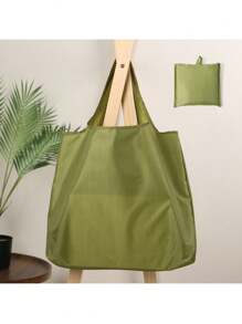 1pc Reusable Solid Color Shopping Bag, Large Capacity Foldable Tote Bag, Portable Handheld Waterproof Storage Bag, Grocery Bag, Essential For Shopping And Travel (Random Color For Bag Mouth) - Multicolor - View 13