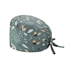 1pc Women Mountain & Water Print Cartoon Graffiti Polyester Printed Scrub Cap, Four Seasons Medical Worker Cap For Doctor, Nurse, Beauty Salon, Veterinary, Anti-Bacterial Dust Free Halloween