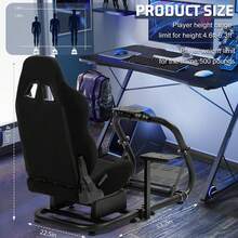 Minneer Stable Racing Simulator Cockpit Game With Black Seat Suitable For G25 G27 G29 G920 Race Car Seat, Adjustable Real Sim Stand, Wheel&Pedal&Shifter Not Include - Black - View 8