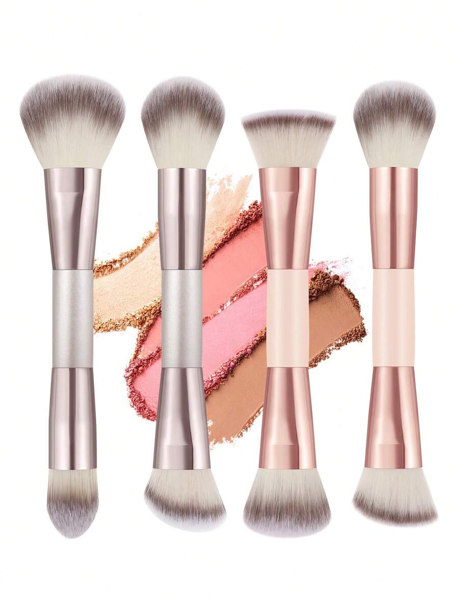 4PCS Double Ended Makeup Brush Sets Premium Synthetic Hair Eyeshadow Blending Brush Sets Cosmetics Tools - Multicolor - View 1