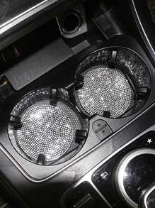 4pcs Shiny Car Cup Holder Coasters, Universal Non-Slip Cup Holders, Embedded Decorative Coasters, Shiny Crystal Car Interior Accessories, Gift For Women (White) - White - View 2