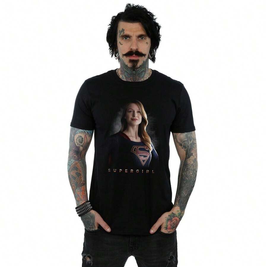 DC Comics Mens  TV Series Kara Pose T-Shirt (Black) - 黑色 - 查看 1