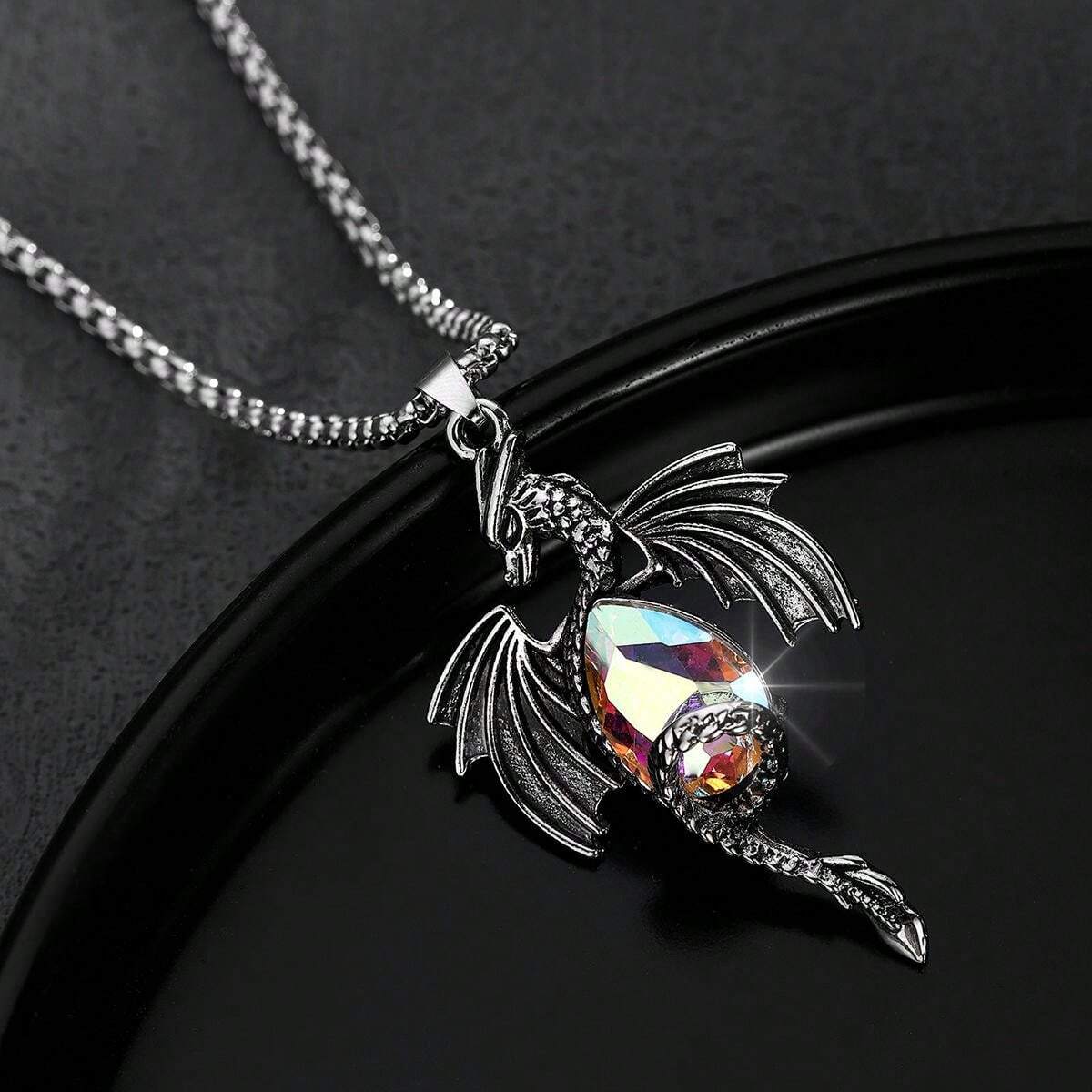 1pc Fashion Vintage Unique 3D Dragon Shaped Crystal Glass Pendant