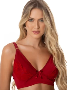 Reinforced Bra Without Pads With Lace Bra Plus Size Bra Comfortable Support Bra Excellent Quality - 紅色 - 查看 2