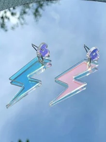 1 对热带叶、心形和闪电亚克力吊坠耳环