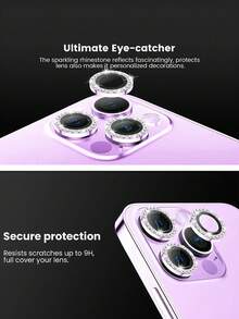 3pcs Light Purple Diamond Eagle Eye Clear Lens Protector Film - Light Purple - View 2