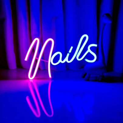 1pc Nails Neon Light Sign - 29x16.2cm (11.4x6.37in), USB Battery Powered LED Light, Nails Neon Sign Lighting For Nail Salon, Beauty Studio, Wall Decor, Room Decoration, Aesthetic Shop