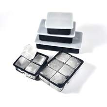 4/6/8網格矽膠製冰格帶蓋,冰模具,適用於家庭使用冰製作和水果冰&嬰兒餐飲盒 - 黑色 - 查看 1