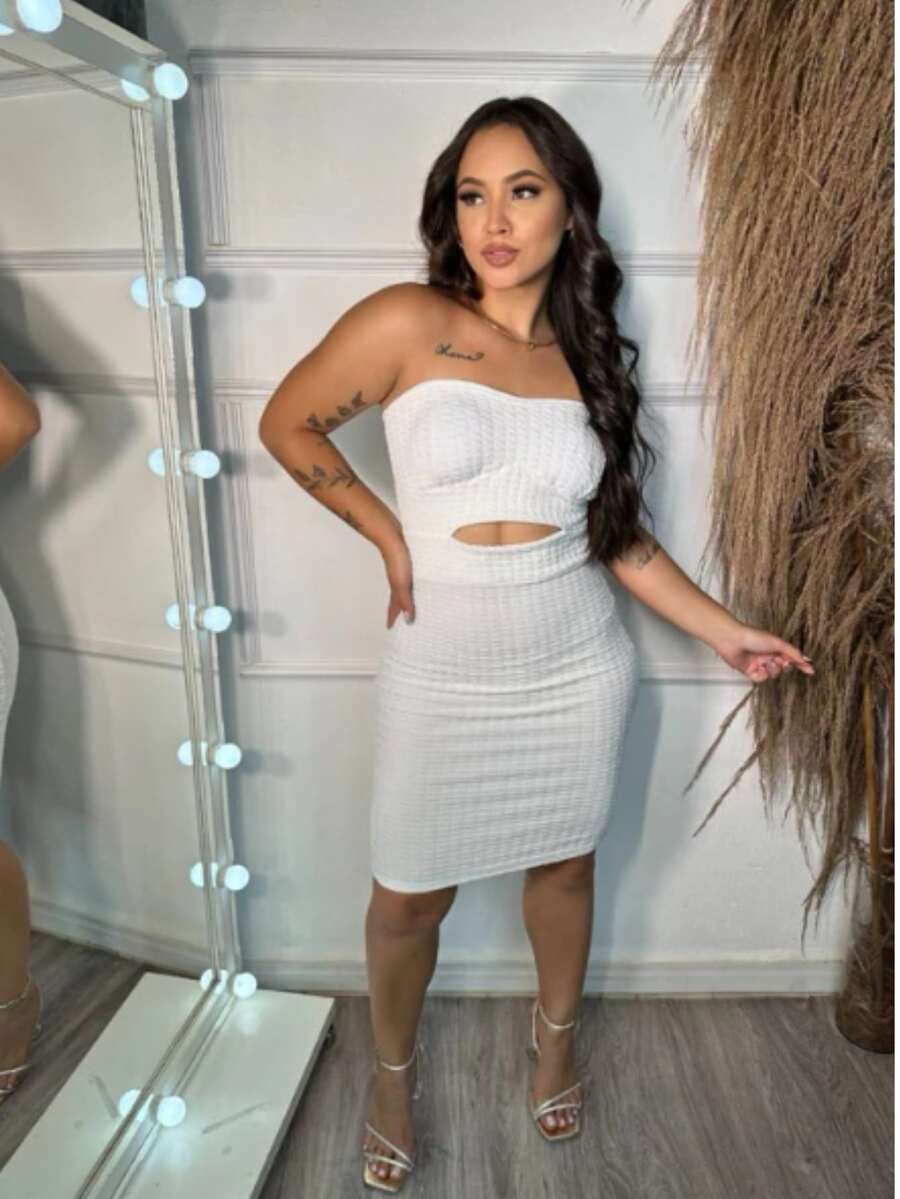 BIA STRAP-ON WOMEN'S DRESS BUBBLE FABRIC CASUAL FASHION SUMMER - 白色 - 查看 1