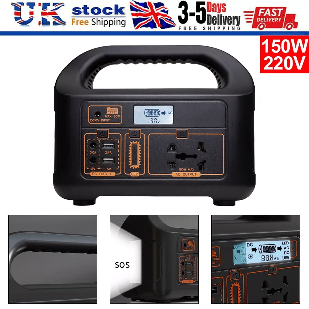 Portable Power Station 36000mAh/144Wh Solar Generator With 220V/150W AC Outlet - UK Plug(220-240V) - View 1