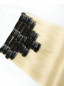 Halloween Party And Christmas Day Synthetic Extension Clip Hair 20 Inch 18 Clip/Set Long Straight Hair Extensions Synthetic Heat Resistant Women's Clip Hair Blonde Colorful Hair Extension Synthetic Woven Clip-In Hair Extensions For Straight Hair Heat Resistant Fiber Synthetic Hairpieces For Women Celebrate Various Festivals To Wear.