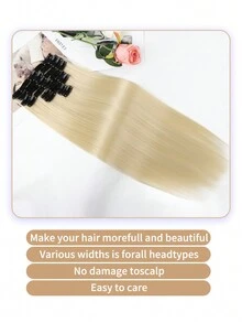 Halloween Party And Christmas Day Synthetic Extension Clip Hair 20 Inch 18 Clip/Set Long Straight Hair Extensions Synthetic Heat Resistant Women's Clip Hair Blonde Colorful Hair Extension Synthetic Woven Clip-In Hair Extensions For Straight Hair Heat Resistant Fiber Synthetic Hairpieces For Women Celebrate Various Festivals To Wear.