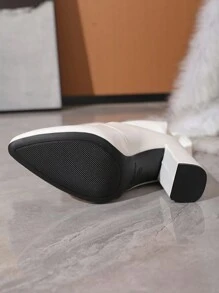 Timesize Lace-Up White High Heel Boots For Women, Thick Heel Over-The-Knee Long Boots, Fashionable Winter Boots Sexy Lady Boots - White - View 9