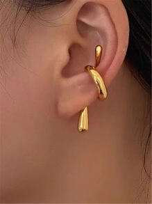 1 pieza Clip de oreja de metal de diseño creativo de material metálico de moda para uso diario de joyería de mujer