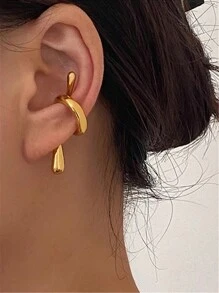 1 pieza Clip de oreja de metal de diseño creativo de material metálico de moda para uso diario de joyería de mujer