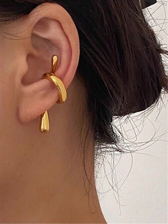 1pc Fashion Metal Material Creative Design Metal Ear Clip For Women's Daily Wear Jewelry