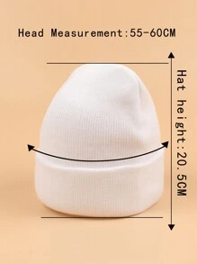 1 pieza Gorro de punto con logo de letra para mujer, adecuado para otoño e invierno - Blanco - Ver 4