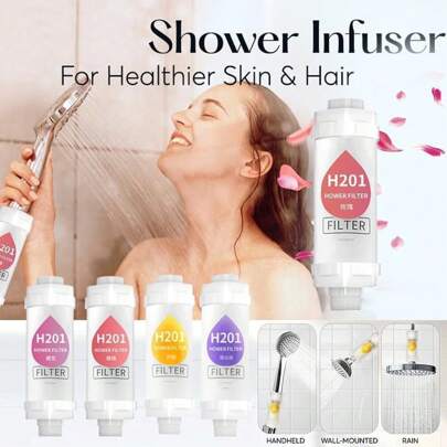 Home Times Bộ lọc vòi sen bổ sung vitamin C, làm mềm nước cứng bằng liệu pháp hương thơm, loại bỏ clo và rỉ sét, vòi sen lọc nước tinh khiết, ngăn ngừa khô da và rụng tóc, phụ kiện phòng tắm, dụng cụ phòng tắm