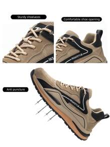 Anti-Crush Steel Toe Casual Safety Shoes, Fashion, Lightweight, Soft, Durable, Suitable For All Seasons, Men's Sports Sneakers