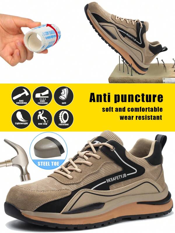 Scarpe di sicurezza casual con punta in acciaio anti-schiacciamento, di moda, leggere, morbide, durevoli, adatte per tutte le stagioni, sneakers sportive da uomo
