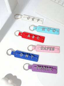 1pc Customizable Sparkling Key Chain With Rhinestone English Letters And Numbers, Suitable For DIY Bracelet, Wristband, Jewelry Accessory - Multicolor - View 1