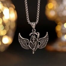 Holy Death Pendant Punk Fashion Vampire Silver Necklace Gothic Jewelry - Silver - View 14