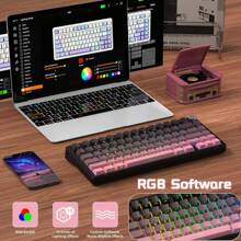 Attack Shark X85 Mechanical Seal Keyboard,75% Wireless Gaming Keyboard With Button,5-Layer Padding,2.4G Wireless/Bluetooth/USB-C,Hot-Swap Linear Switch,RGB,For PC - Purple - View 5