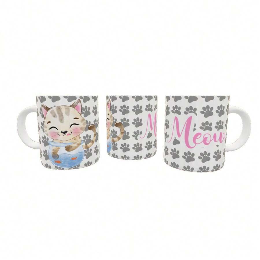 Meow Kitten Mug Cute Gray 325 Ml Porcelain - 彩色 - 查看 1