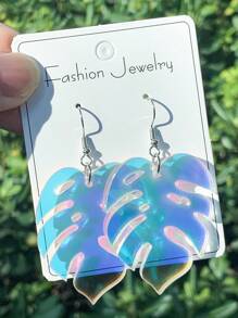 1 对热带叶、心形和闪电亚克力吊坠耳环