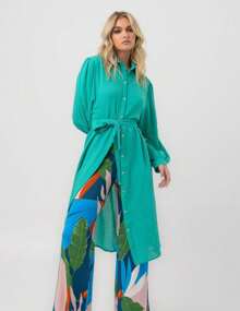 Pequiá Green Textured Viscose Shirt - màu xanh lá - Xem 1