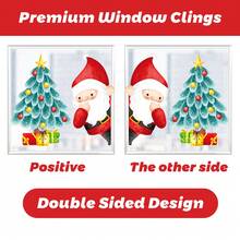 圣诞装饰 9 件圣诞窗贴、白色雪人圣诞树静电贴、圣诞装饰贴纸 - 彩色 - 查看 8