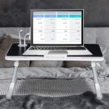 Laptop Bed Tray Table, Height Angle Adjustable Laptop Bed Stand, Portable Lap Desk With Foldable Legs, Foldable Lap Tablet Table For Sofa Couch - Black - View 3