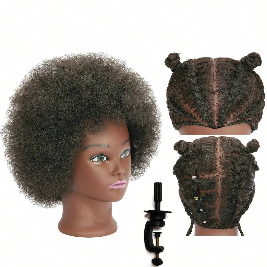 African Human Head Hair Model Real Curly Hair Cosmetology Training Head