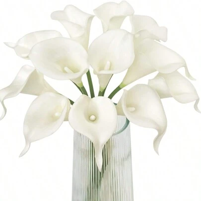 3/6/12pcs White Calla Lily Artificial Flower Bouquet, Suitable For Wedding, Bridal Gift, Blessing Gift, Home Decor, Lifelike Calla Lily Flowers, White, Valentine's Day, Birthday, Graduation Ceremony Gift