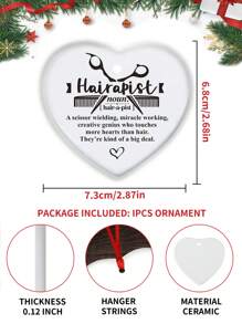 1 件，是发型师，发型师饰品，陶瓷美发师发型师圣诞饰品，发型师梳子吹风机剪刀饰品礼物，最佳发型师饰品，树挂饰品装饰，家居装饰，房间装饰，墙壁装饰