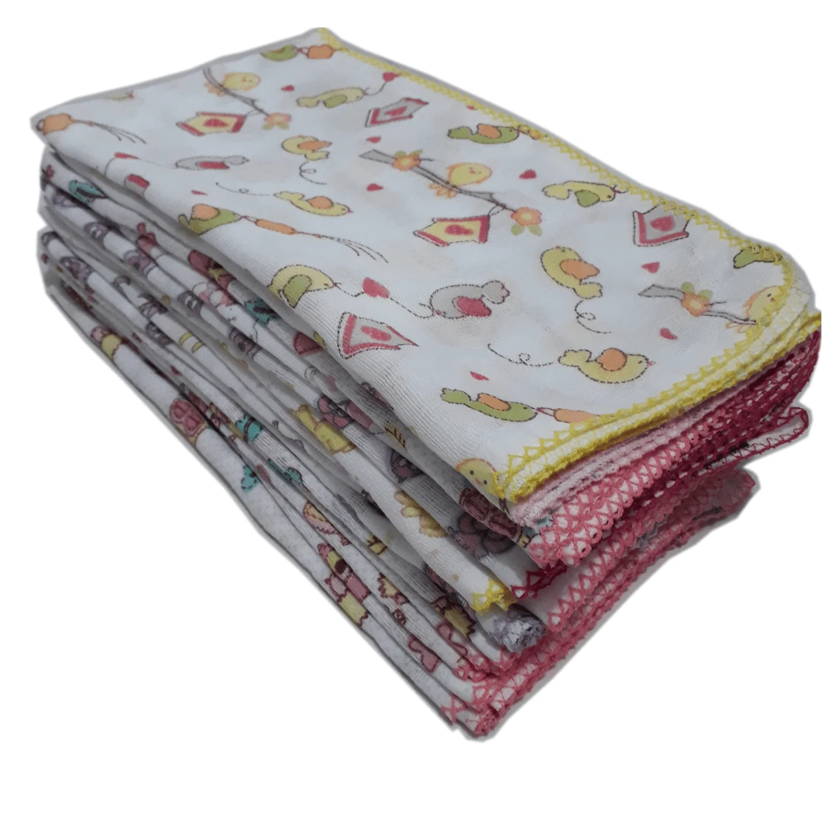 Pack Of 10 Cloth Diapers 70x70 In 100% Cotton With Crochet Finish - nữ tính - Xem 1