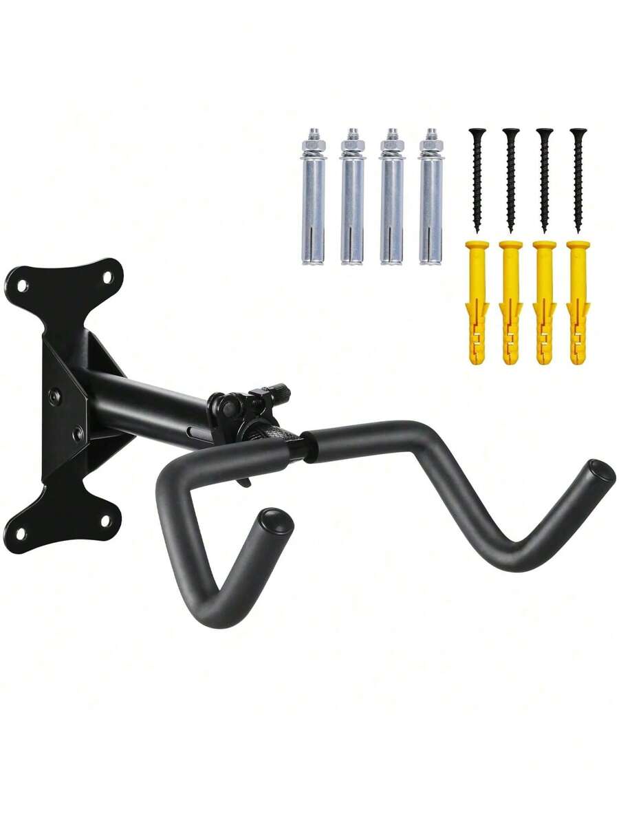 1 Set Bike Wall Mount Bike Hanger With 66lbs Weight Capacity 360° Adjustable Angle Soft Padding Protection Bike Rack Garage Extendable By 6in For Home And Garage Use - Black - View 1