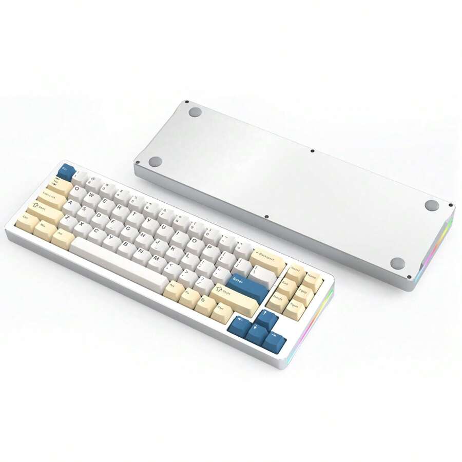 ATTACK SHARK M71 75%TKL Wireless Mechanical Keyboard,Full Aluminum CNC,BT5.0/2.4G/USB-C,Hot-Swap,RGB LED,NKRO Gaming Keyboard,4600mAh,Pre-Lubed Linear Switch,Custom Gasket Mount For PC - 白色 - 查看 1