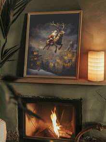 圣诞主题装饰肖像画，无框，墙壁深色肖像画布，客厅卧室艺术挂画，墙壁海报，家居装饰 11.8 英寸 X 17.7 英寸 / 15.7 英寸 X 23.6 英寸 - 彩色 - 查看 4