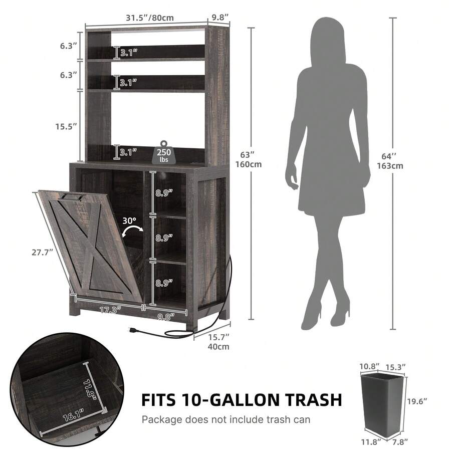 Estantería para horno de cocina con papelera, y soporte para