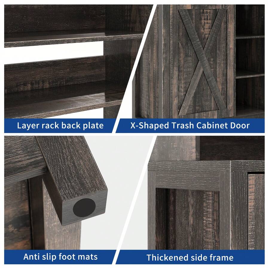 Estantería para horno de cocina con papelera, y soporte para