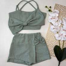 Children's Party Set Christmas Clothes Girls Bloggers - 綠色 - 查看 2