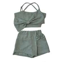 Children's Party Set Christmas Clothes Girls Bloggers - 綠色 - 查看 1