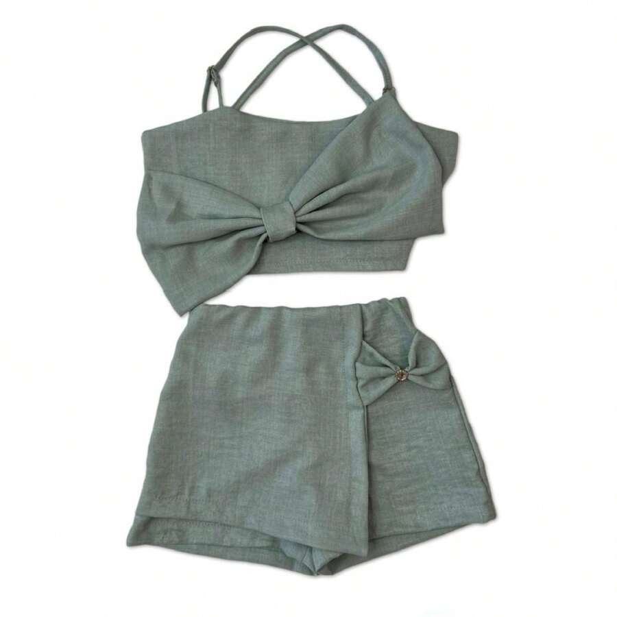 Children's Party Set Christmas Clothes Girls Bloggers - 綠色 - 查看 1