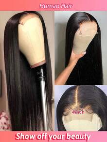 Tóc giả bằng tóc thật Body Wave 4X4 ren đóng cửa với tóc trẻ em 150% mật độ màu tự nhiên - màu đen - Xem 2