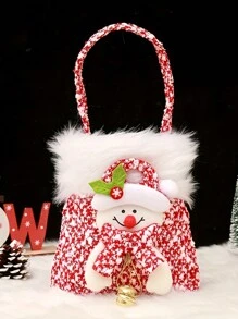 1 pieza de bolsa de tela con boca elástica y diseño navideño, decoración navideña y de vacaciones, recipiente de regalo creativo y exquisito en forma de manzana, el regalo perfecto para amigos y familiares, Navidad - Multicolor - Ver 12